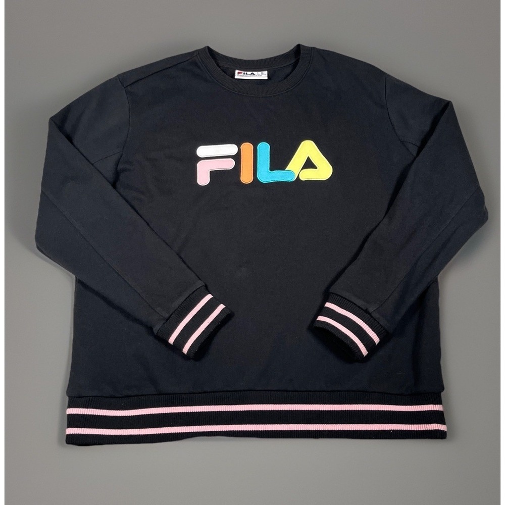 Vintage FILA Womens Terry Crewneck Sweatshirt Multicolored‎ Logo Size 2XL